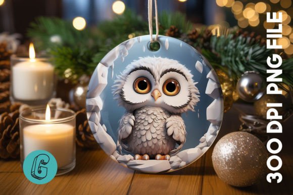 3D Cute Owl Break Through Ornament 07: A Creative Asset