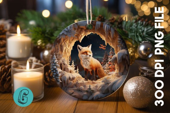 3D Fox Break Through Ornament 08