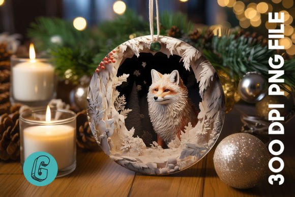 3D Fox Break Through Ornament 17 for Creative Projects