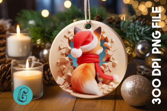 3D Fox Break Through Ornament Back 2