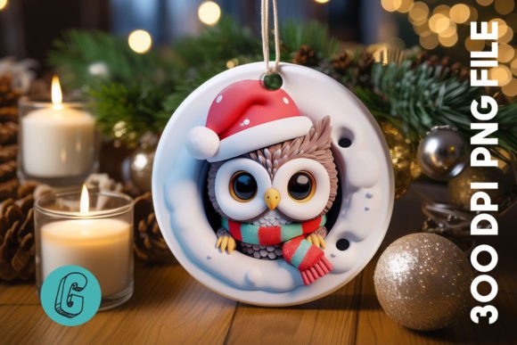 3D Owl Break Through Ornament Front 82