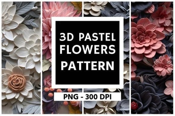 3D Pastel Flowers Pattern Background 03