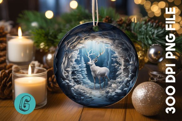 3D Reindeer Break Through Ornament 39: A Creative Digital Asset for Festive Projects