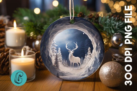 3D Reindeer Break Through Ornament 40: A Creative Digital Asset for Holiday Projects