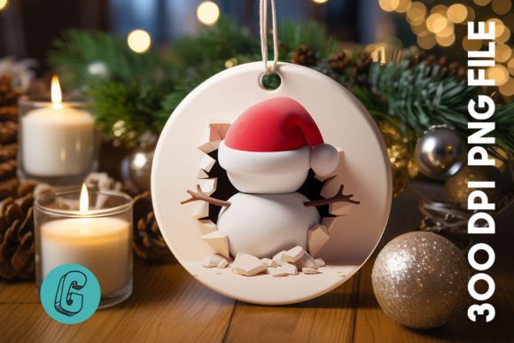 3D Snowman Break Through Ornament B2