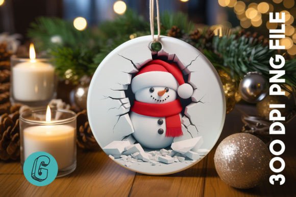 3D Snowman Break Wall Ornament PNG 60