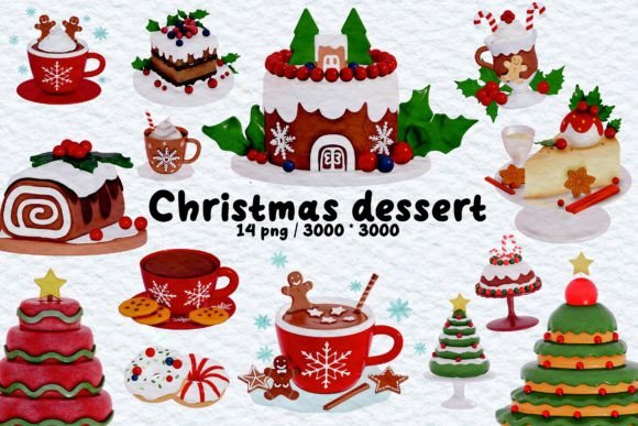 Christmas Dessert Collection 3D Clipart: Elevate Your Holiday Designs