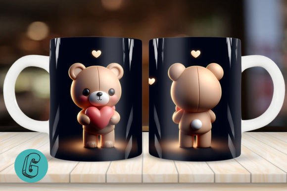 Cute Bear 2 Sided 3D Mug Wrap Set 09