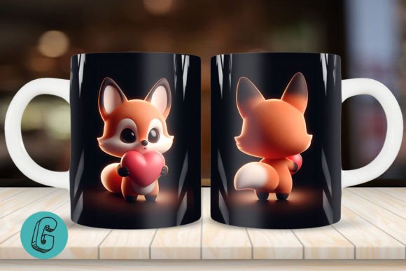 Cute Fox 2 Sided 3D Mug Wrap Set 01
