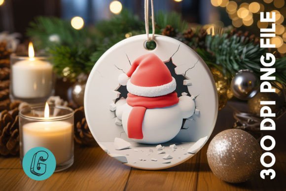 Elevating Seasonal Branding and Personal Design with the 3D Snowman Break Wall Ornament PNG 51