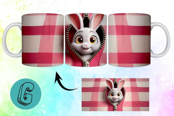 Elevating the Personalized Gift Economy with Valentine Cute Rabbit 3D Mug Wrap 04