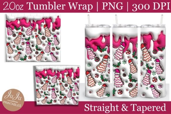 Inflated 3D Christmas Cakes Tumbler Wrap