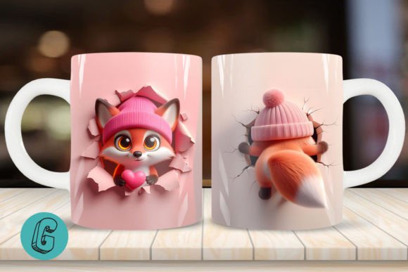 Unlocking Creative Potential with the 3D Fox Valentine Mug Wrap 2 Sided 01