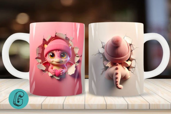 Valentine Dragon 3D Mug Wrap 2 Side 02 for Creative Use