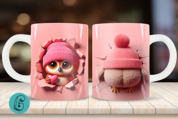 Valentine Owl 3D Mug Wrap 2 Side 14