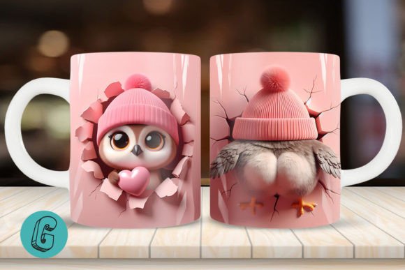 Valentine Owl 3D Mug Wrap 2 Side 19: A Creative Digital Asset