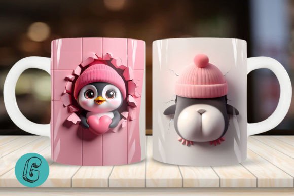 Valentine Penguin 3D Mug Wrap 2side 09