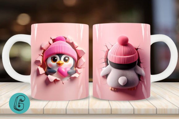 Valentine Penguin 3D Mug Wrap 2side 14