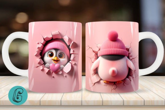 Valentine Penguin 3D Mug Wrap 2side 19