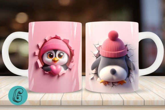 Valentine Penguin 3D Mug Wrap 2side 20